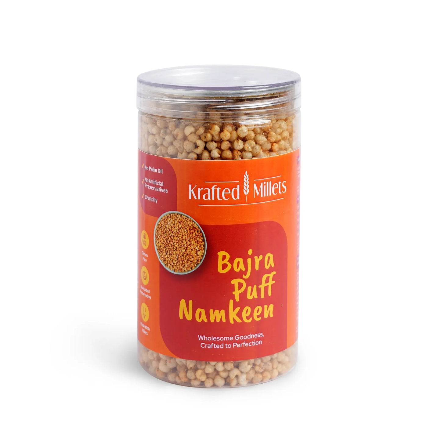 Krafted Millets Roasted Bajra Namkeen – Pack of 2 | High-Protein, Guilt-Free, Gluten-Free Snack.