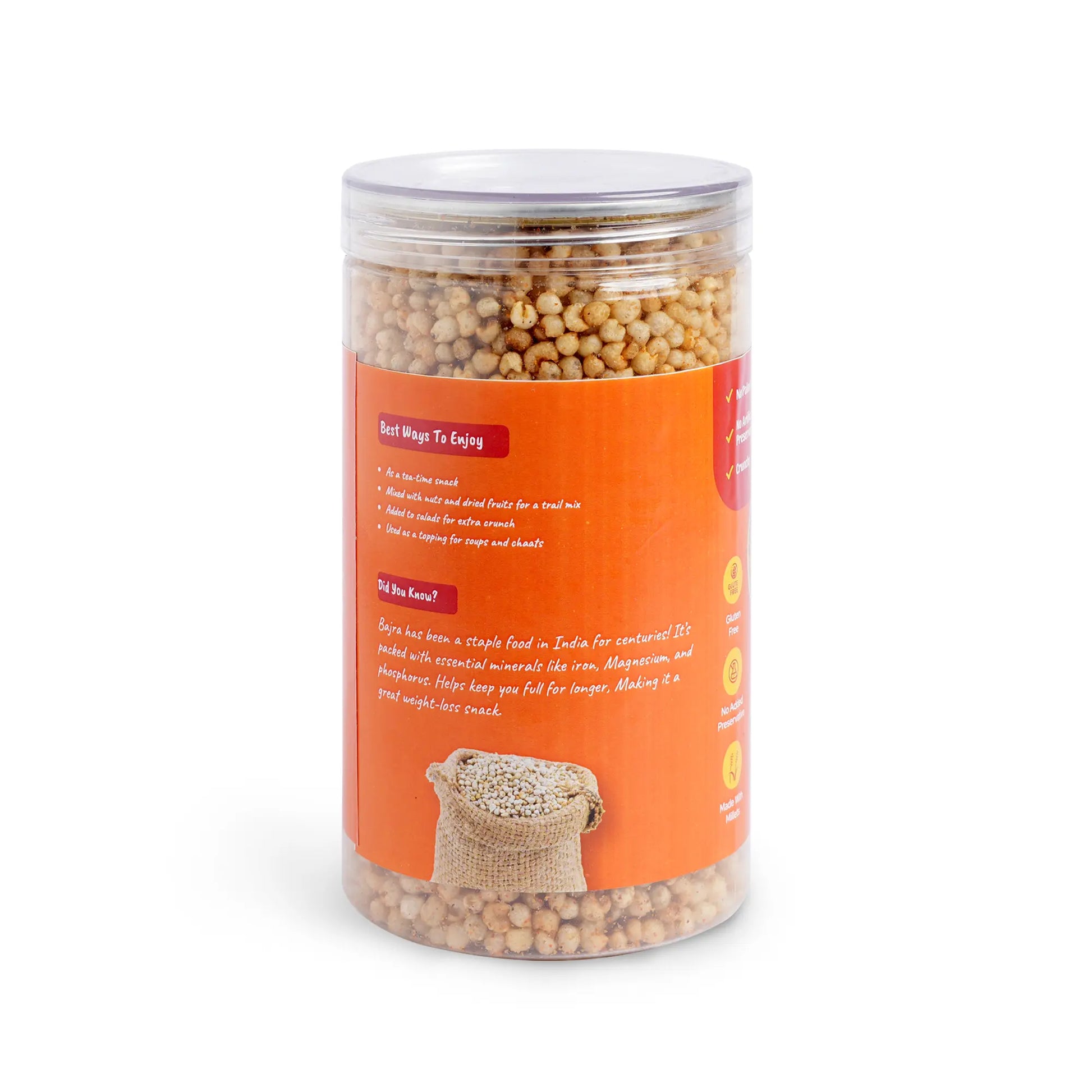 Krafted Millets Roasted Bajra Namkeen – Pack of 2 | High-Protein, Guilt-Free, Gluten-Free Snack.