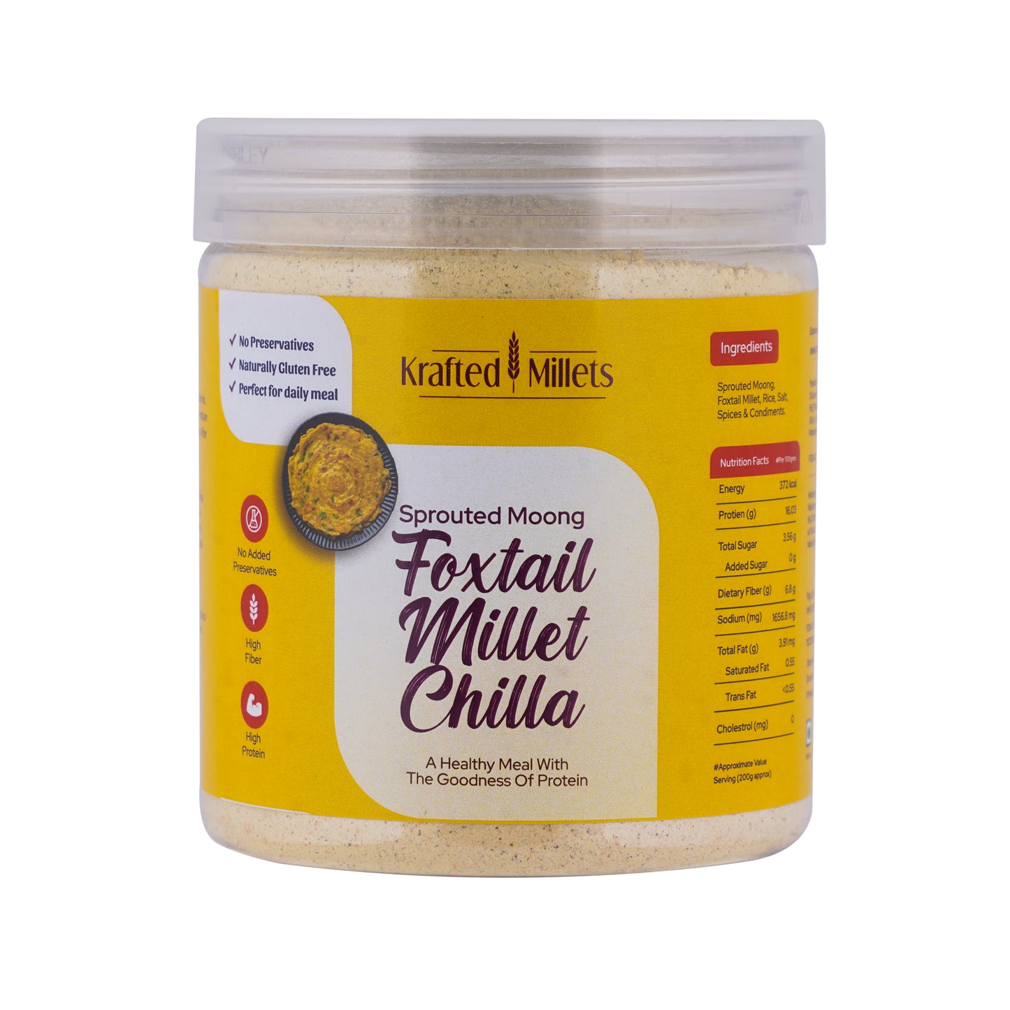 Sprouted Moong Foxtail Millet Chilla