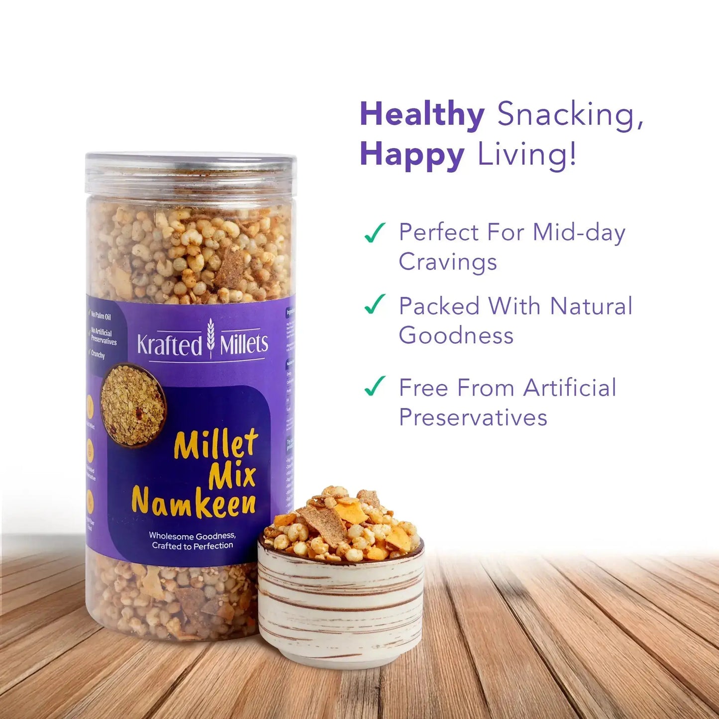 Roasted Millet Mix Namkeen – Crunchy, Healthy & Wholesome Snack -Pack of 2.