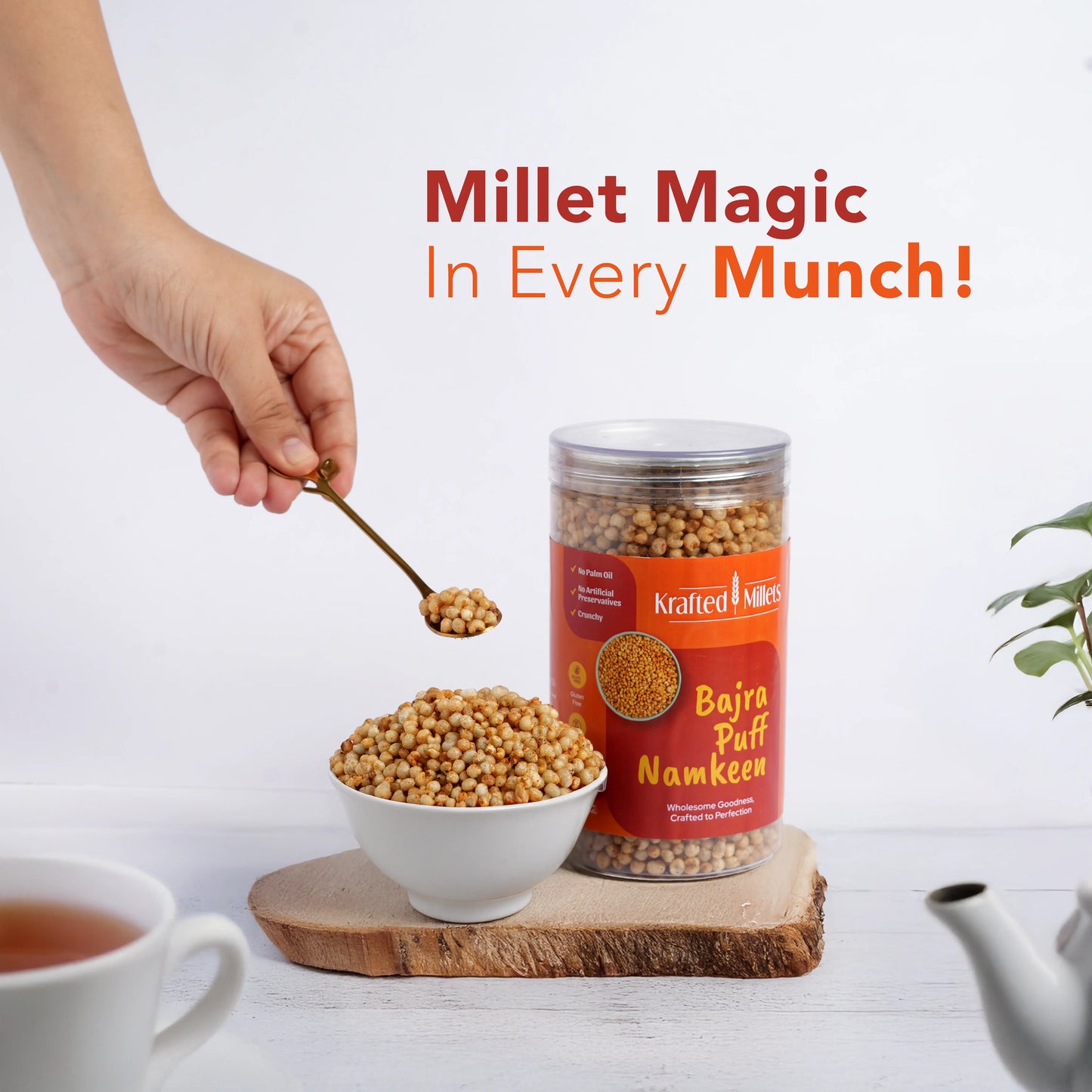 Krafted Millets Roasted Bajra Namkeen – Pack of 2 | High-Protein, Guilt-Free, Gluten-Free Snack.