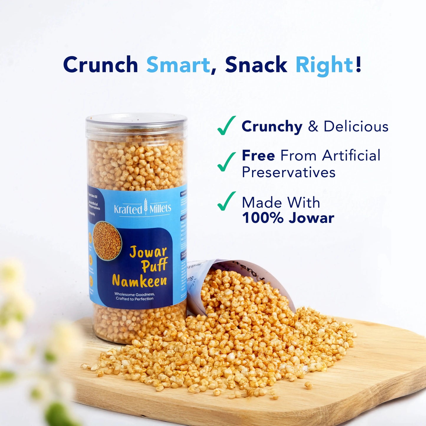 Roasted Jowar Puff Namkeen β Pack of 2 | Crunchy, Gluten-Free & Healthy Snack.
