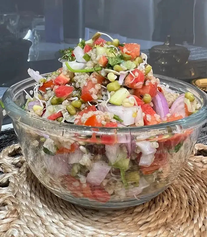 Kodo-Millet-Sprouts-Salad-with-Tangy-Lemon-Chaat-Masala-Dressing Krafted Millets
