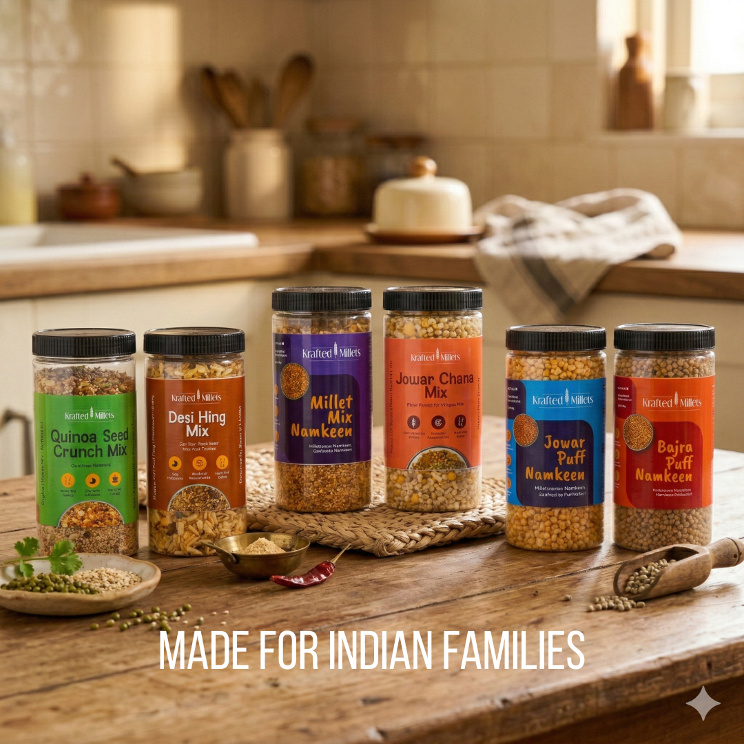 Krafted Millets Healthy Namkeen & Crunch Mix Range