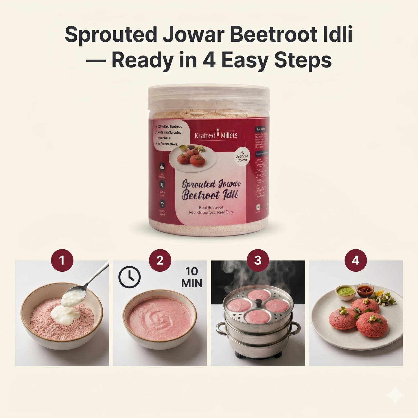 Sprouted Jowar Beetroot Idli Mix