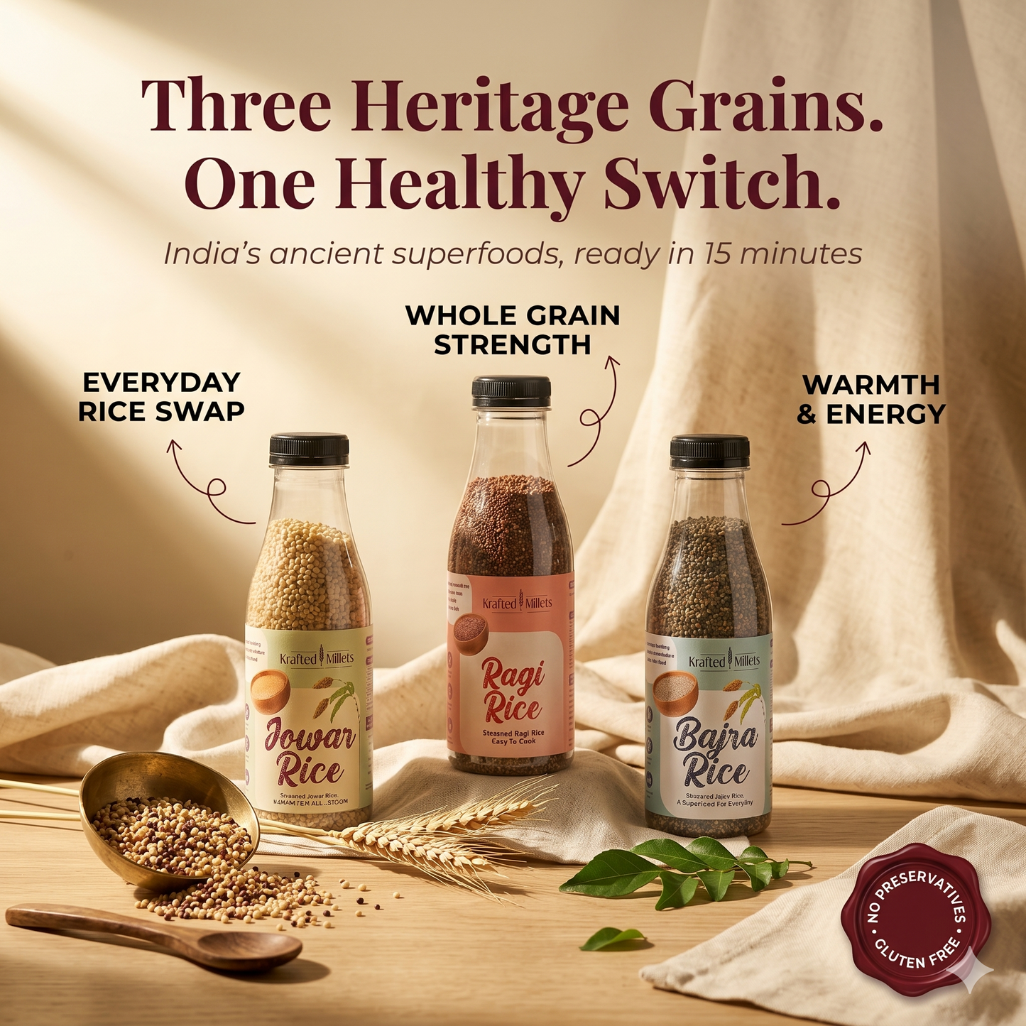 Jowar Rice , Bajra Rice  & Ragi Rice Combo Pack