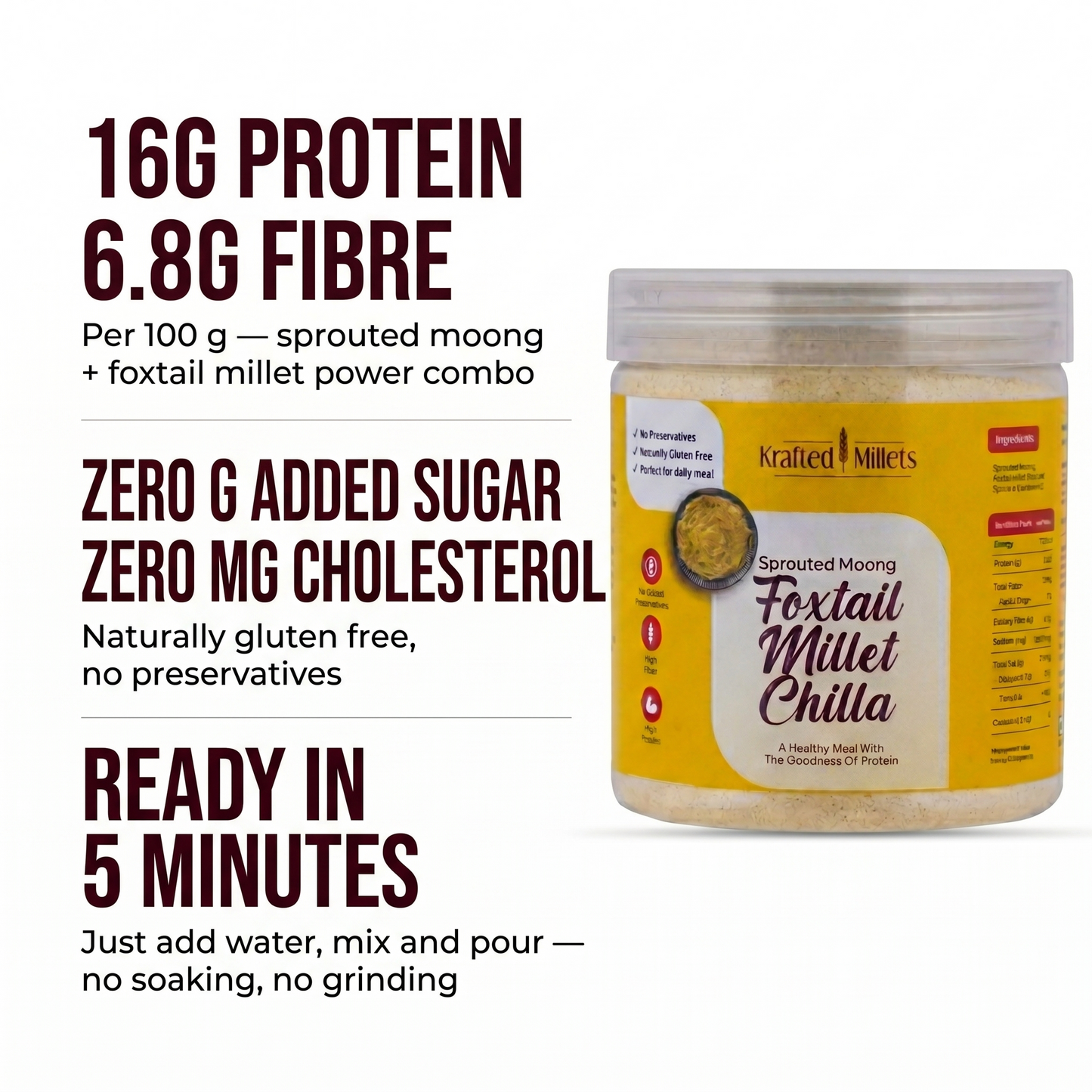 Sprouted Moong Foxtail Millet Chilla