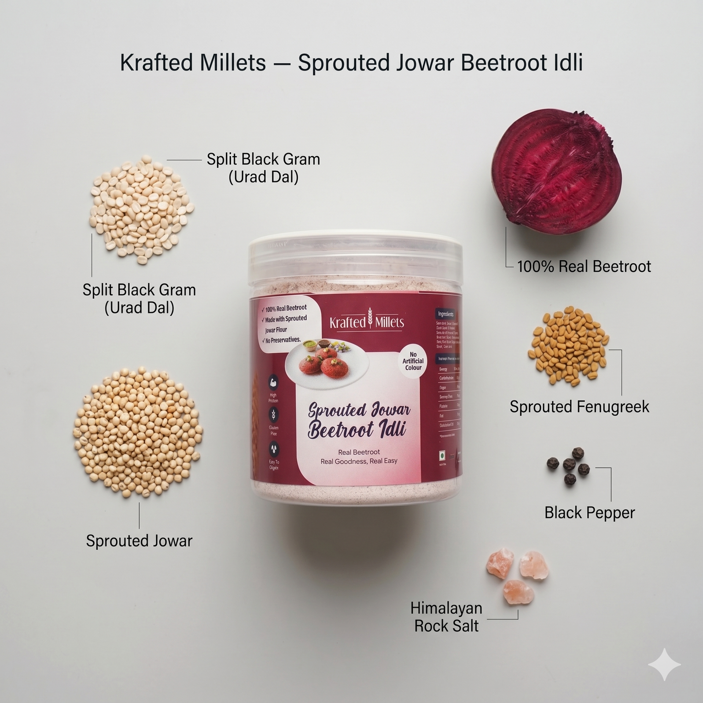 Sprouted Jowar Beetroot Idli Mix