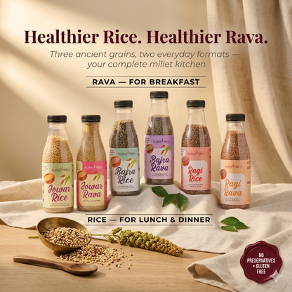 Millet Rice & Rava Pack of 6 Products (Jowar, Bajra, Ragi) | 2.3 kg