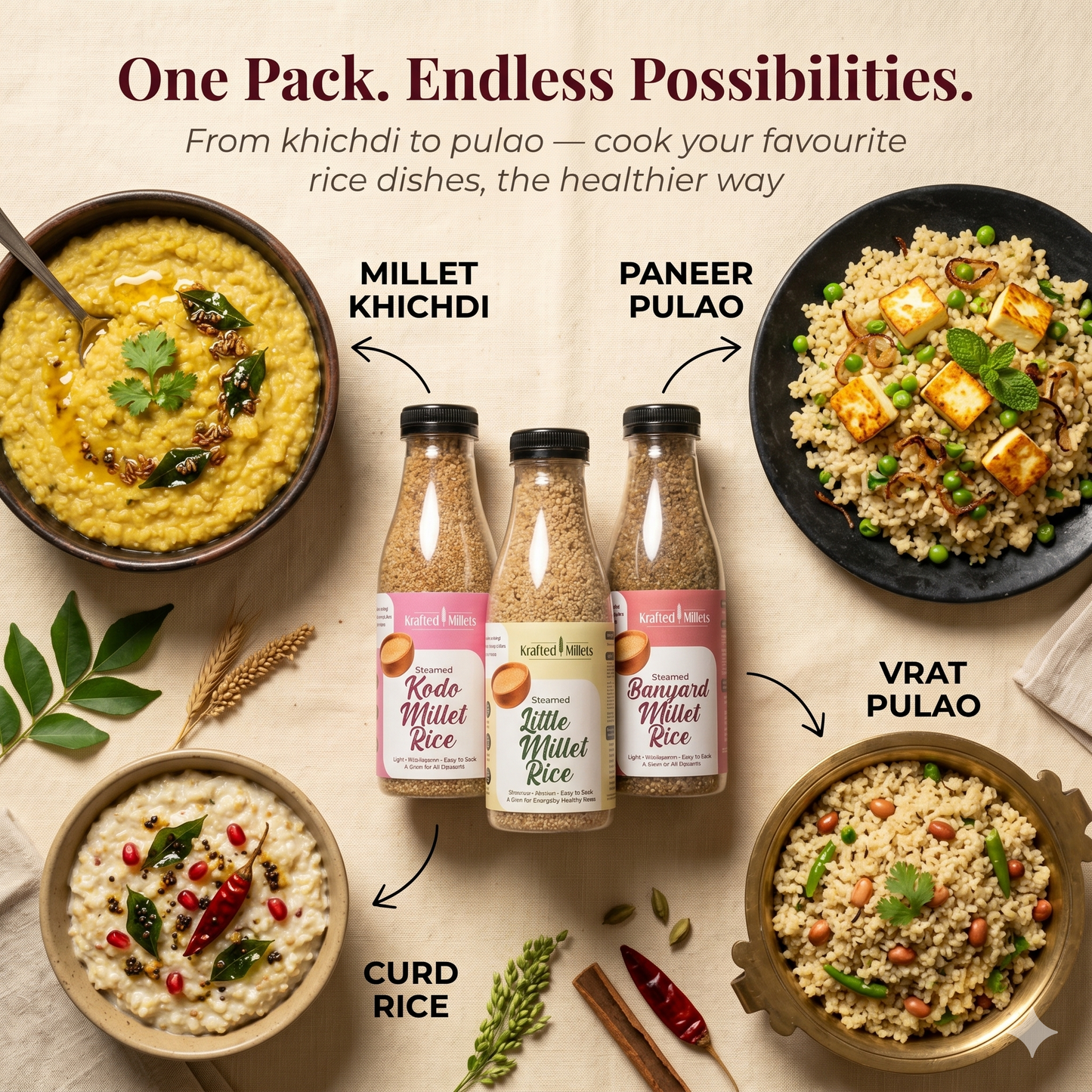 Steamed Millet Combo – Little, Kodo & Barnyard