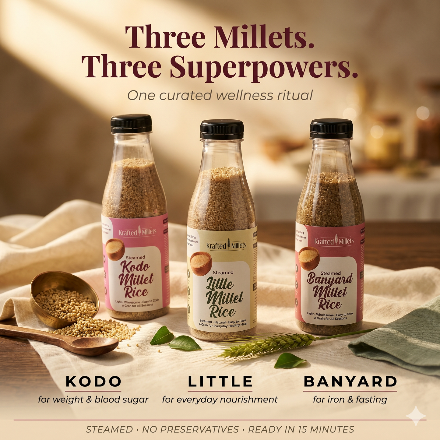 Steamed Millet Combo – Little, Kodo & Barnyard