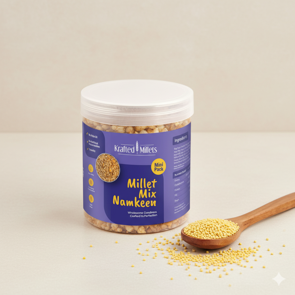 Mini Rice Millet Mini Roasted Millet Mix Namkeen | Healthy Snacks – Krafted Millets