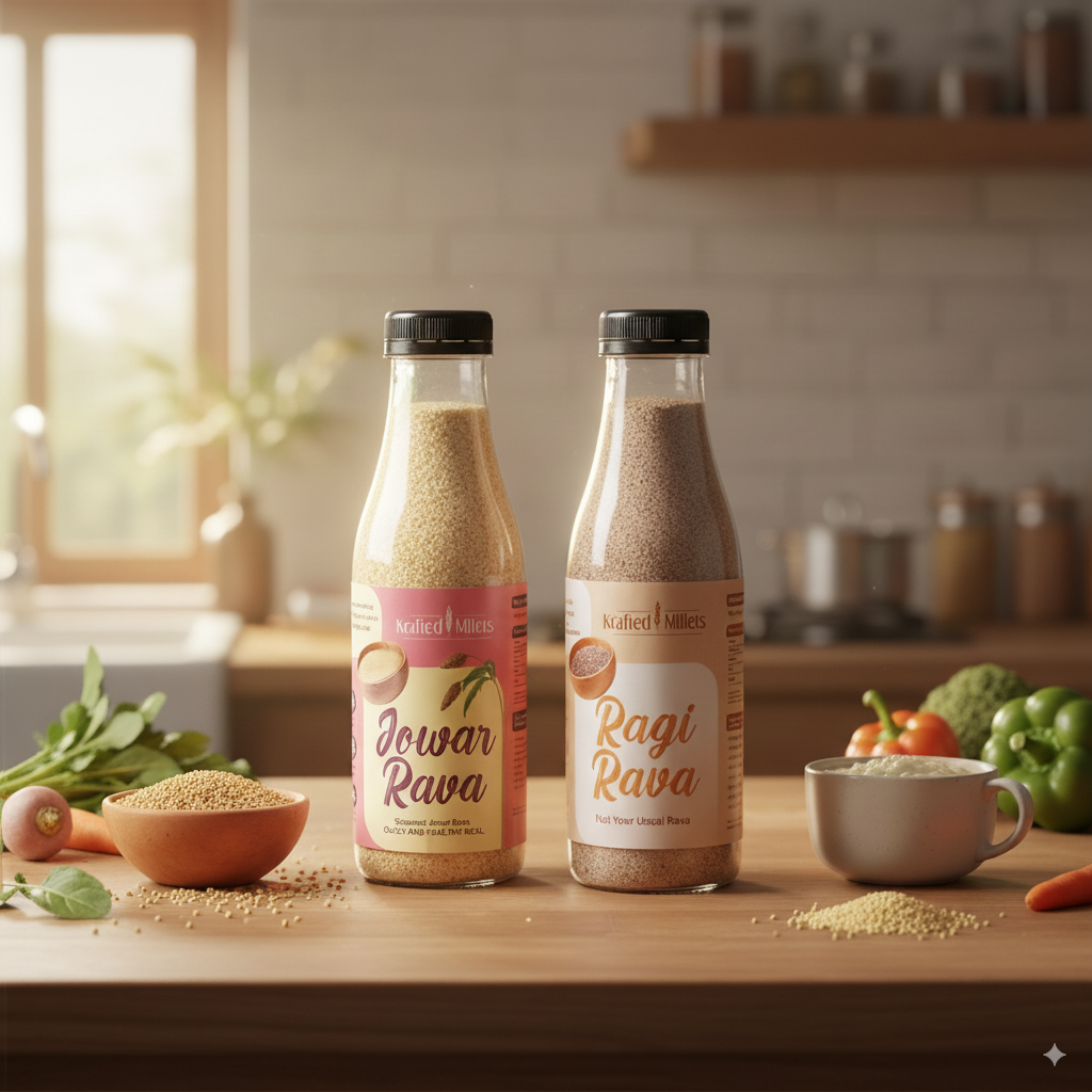 Jower Ravva Jowar Rava and Ragi Rava - Krafted Millets