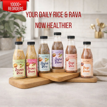 Millet Rice & Rava Pack of 6 Products (Jowar, Bajra, Ragi) | 2.3 kg