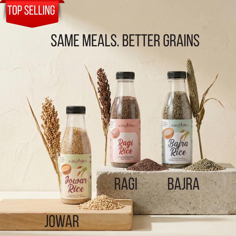 Jowa Rice Jowar Rice, Bajra Rice and Ragi Rice - Krafted Millets